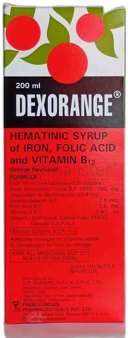 Dexorange Syrup - 200ml - Hematinic Syrup of Iron Folate and Vit B12