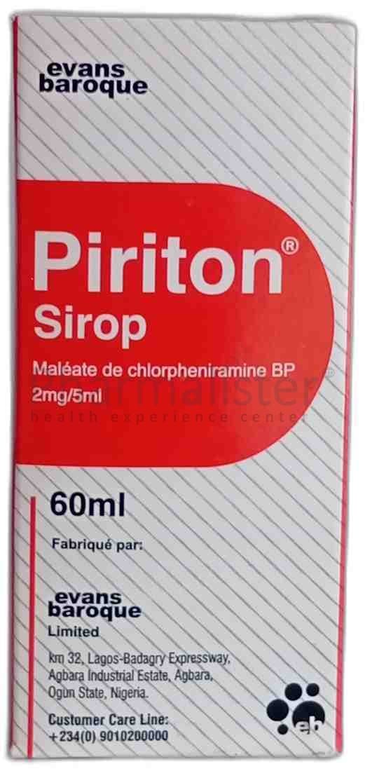 Evans Baroque - Piriton Syrup - Chlorpheniramine Maleate BP 2mg/5ml