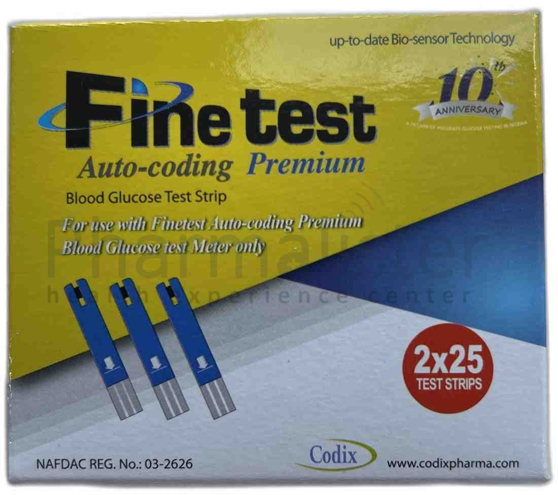 Fine Test Premium Blood Glucose Test Strip - 50 Strips - Auto-coding