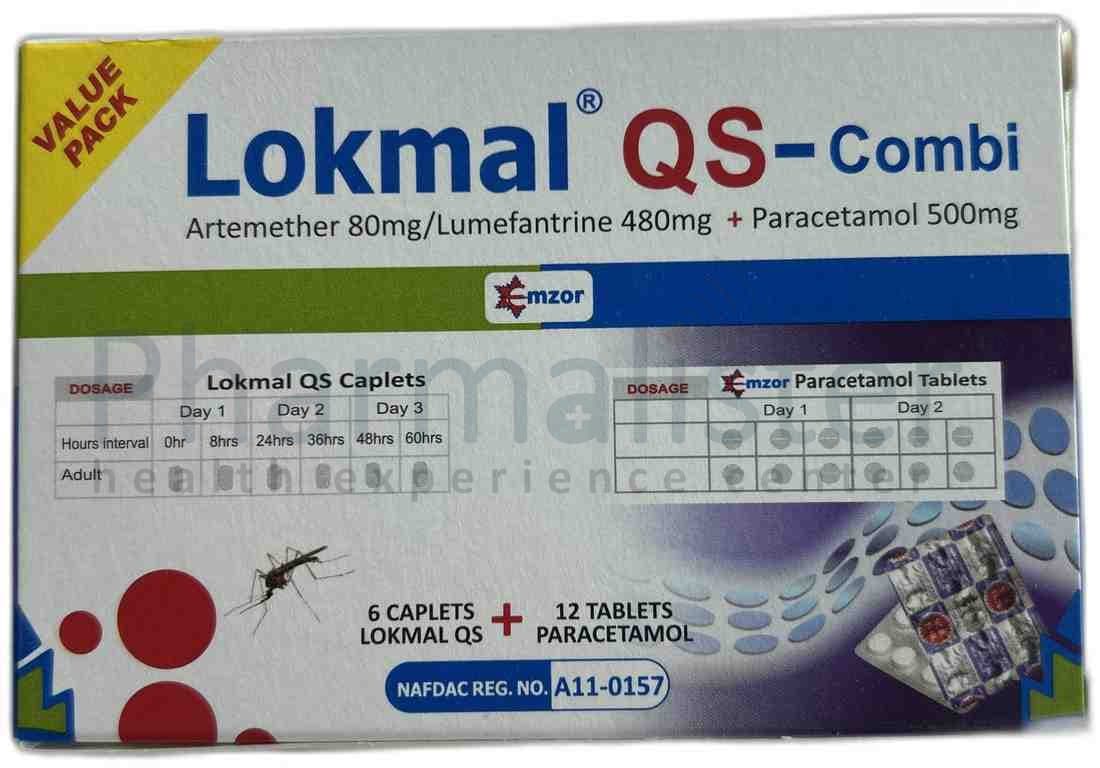 Lokmal QS Combi - Artemether 80mg Lumefantrine 120mg Paracetamol 500mg