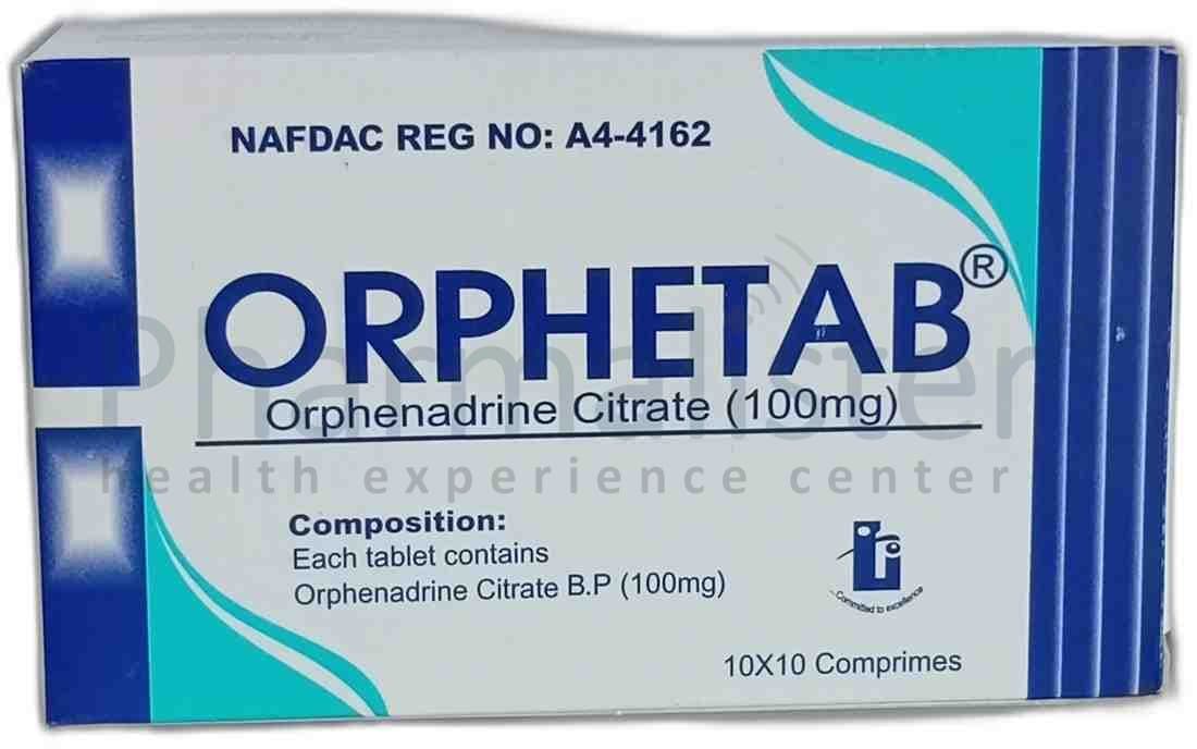 ORPHETAB TABLET 100MG - 1 Satchet - Orphenadrine Citrate 100mg Tablet